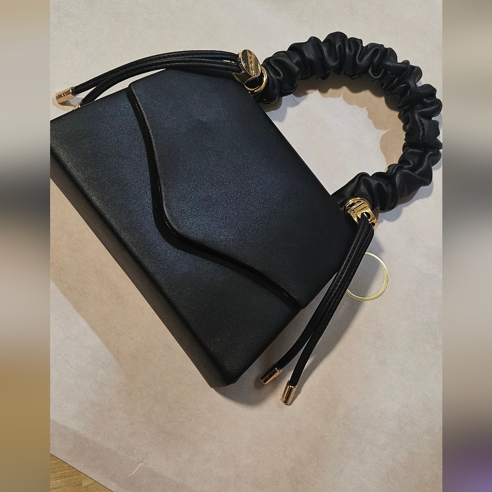 Aldo Black Clutch with Gold Details